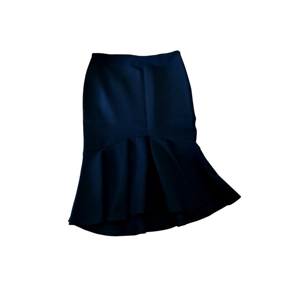 ZARA Black Skirt Peplum Hem Knee Length Zipper Closure Large NWT